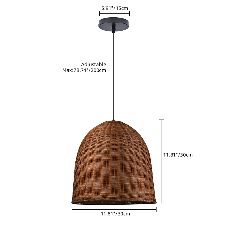 Wabi Sabi Rattan Pendant Light Dark Retro Restaurant Handwoven Shade