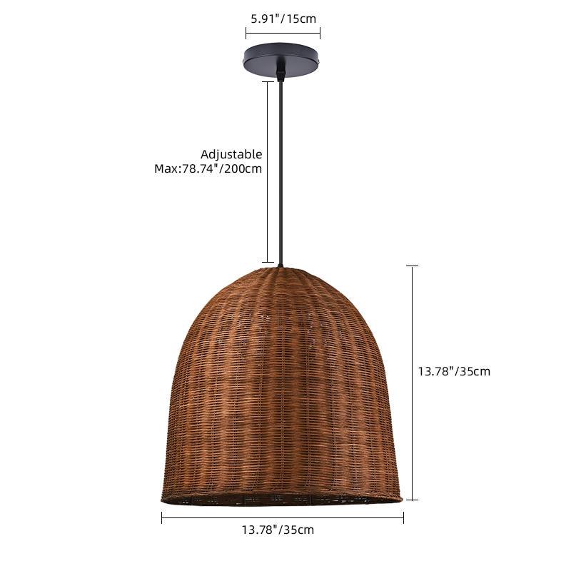 Wabi Sabi Rattan Pendant Light Dark Retro Restaurant Handwoven Shade