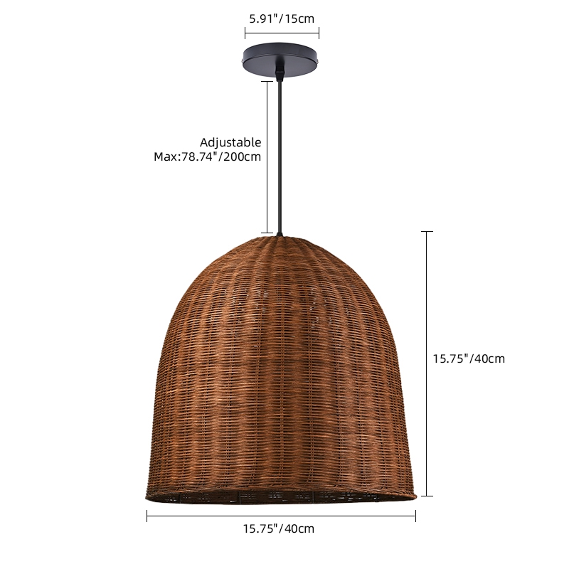 Wabi Sabi Rattan Pendant Light Dark Retro Restaurant Handwoven Shade