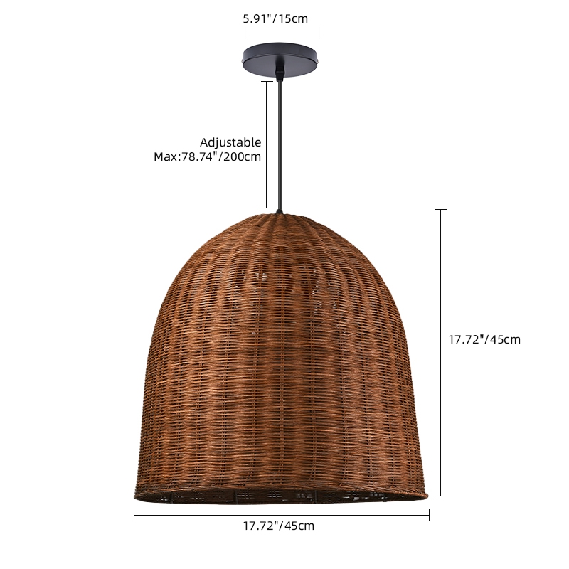 Wabi Sabi Rattan Pendant Light Dark Retro Restaurant Handwoven Shade
