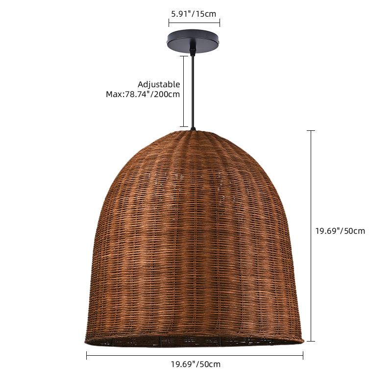 Wabi Sabi Rattan Pendant Light Dark Retro Restaurant Handwoven Shade