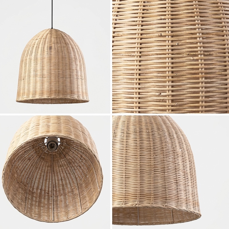 Wabi Sabi Rattan Pendant Light Dark Retro Restaurant Handwoven Shade
