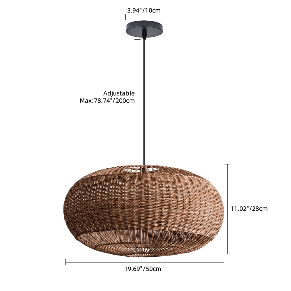 Rattan Handwoven Pendant Lights Adjustable Bamboo Wicker Hanging Lamp