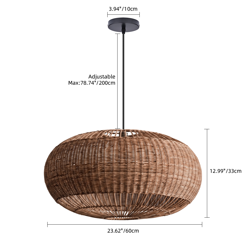 Rattan Handwoven Pendant Lights Adjustable Bamboo Wicker Hanging Lamp