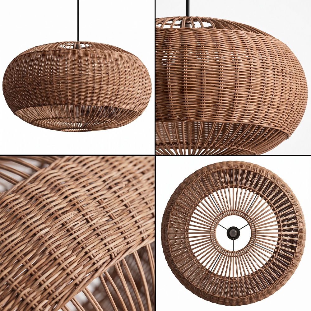 Rattan Handwoven Pendant Lights Adjustable Bamboo Wicker Hanging Lamp
