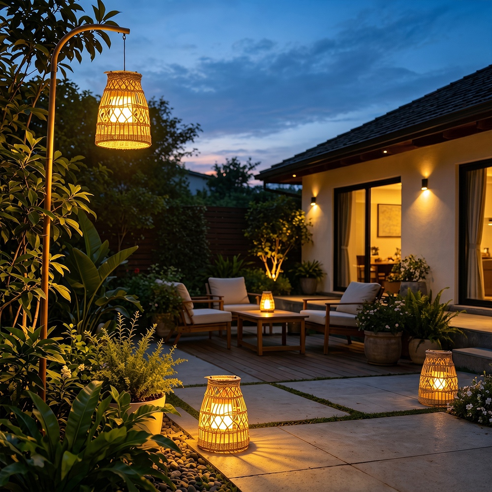 Coastal All-Weather Wicker Pendant Light Outdoor Rattan Lamp