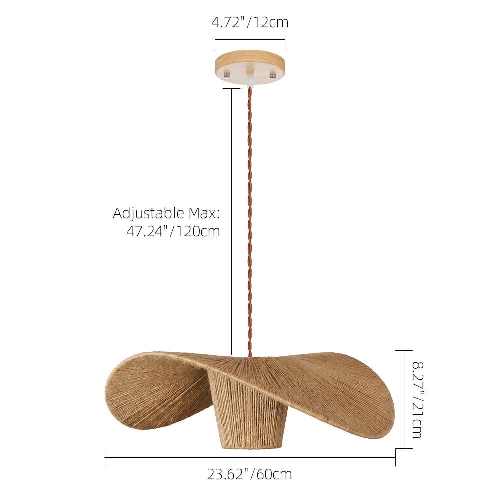 Extra Large Rustic Hat Pendant Light Oversized Wabi-Sabi Lamp