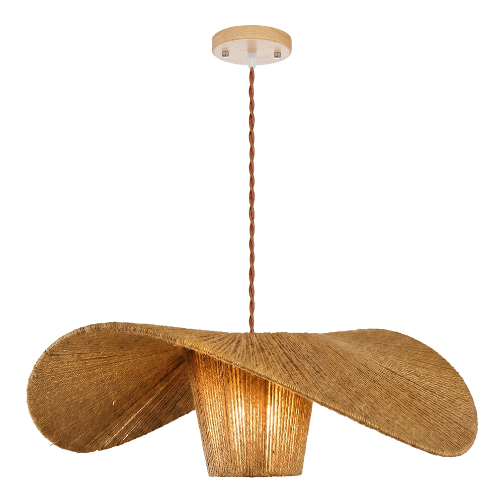 Extra Large Rustic Hat Pendant Light Oversized Wabi-Sabi Lamp