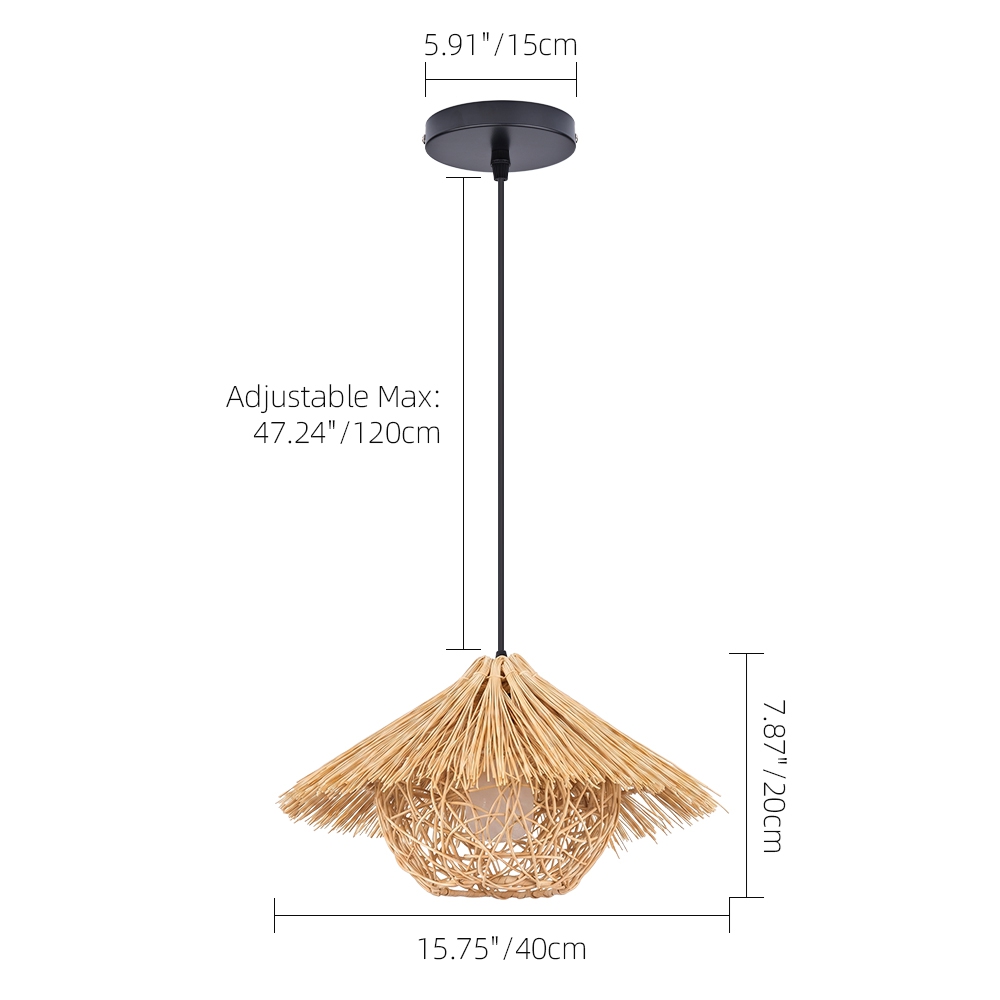 Southeast Asian Rattan Pendant Light Boho Farmhouse Lamp