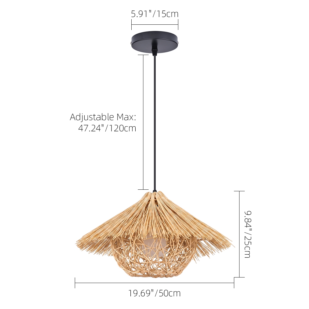 Southeast Asian Rattan Pendant Light Boho Farmhouse Lamp