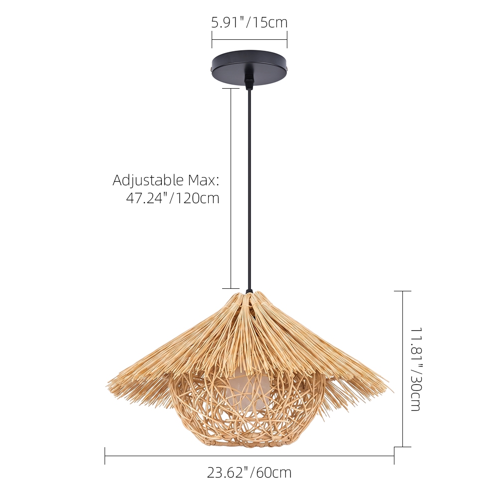 Southeast Asian Rattan Pendant Light Boho Farmhouse Lamp