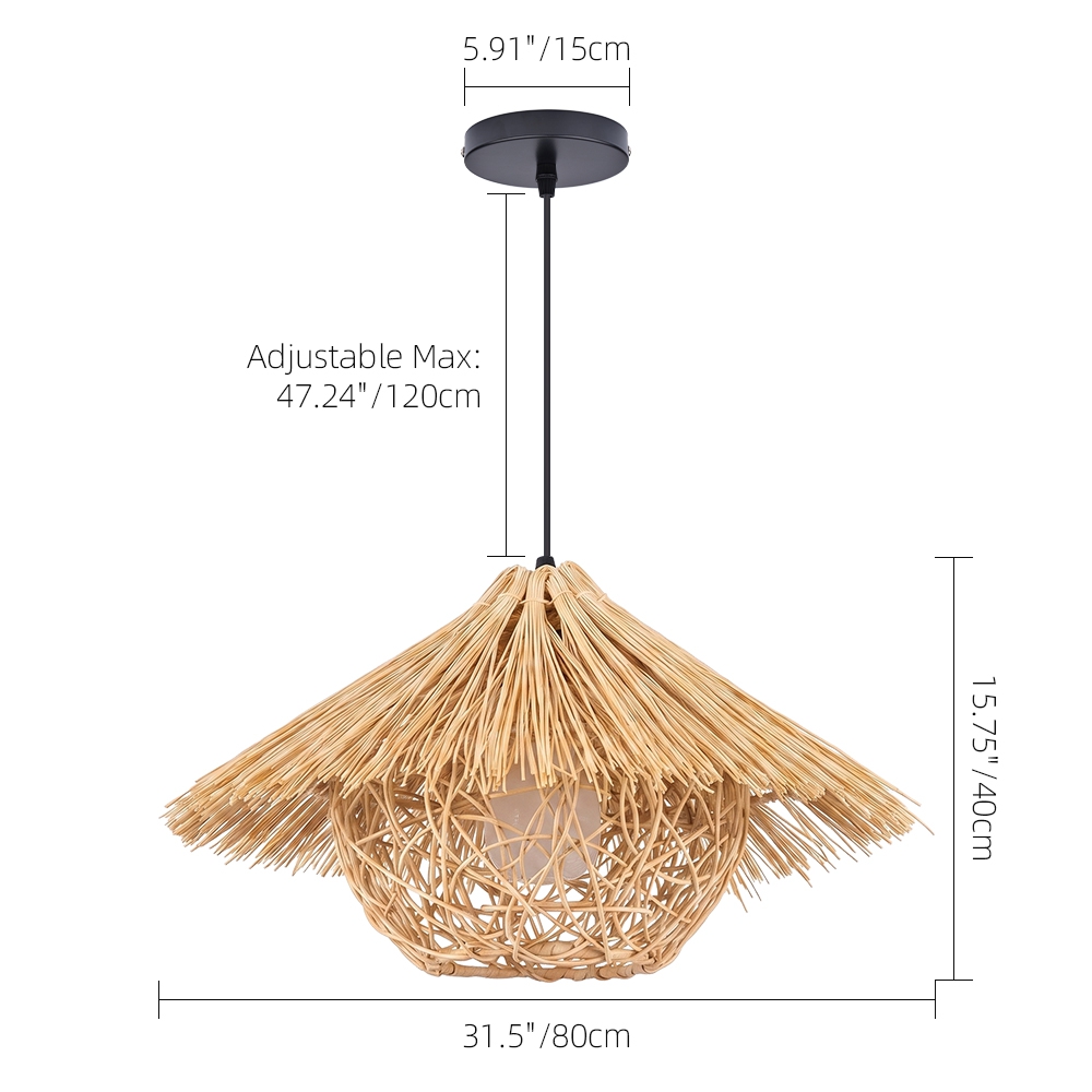 Southeast Asian Rattan Pendant Light Boho Farmhouse Lamp