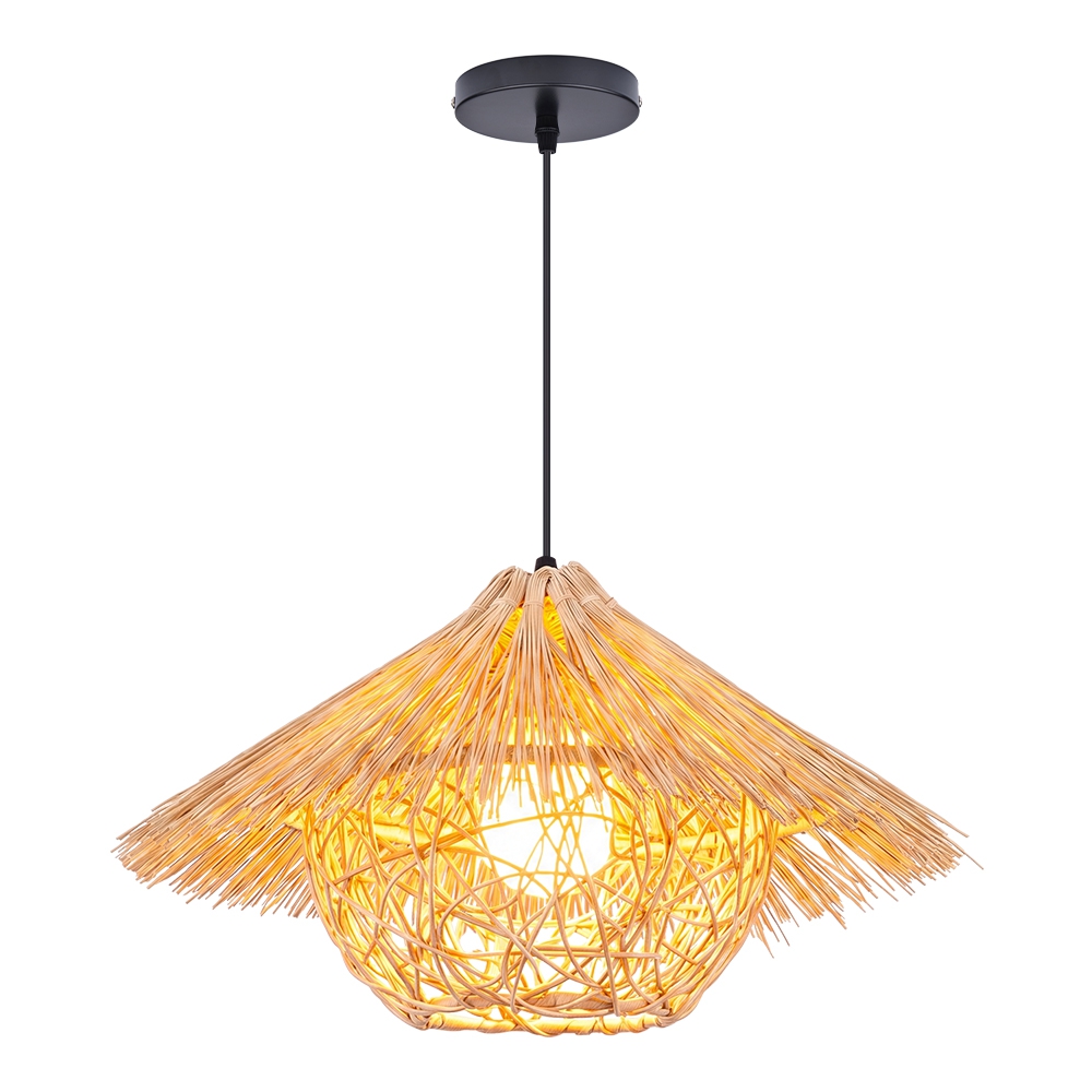 Southeast Asian Rattan Pendant Light Boho Farmhouse Lamp