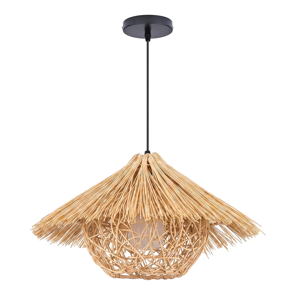 Southeast Asian Rattan Pendant Light Boho Farmhouse Lamp