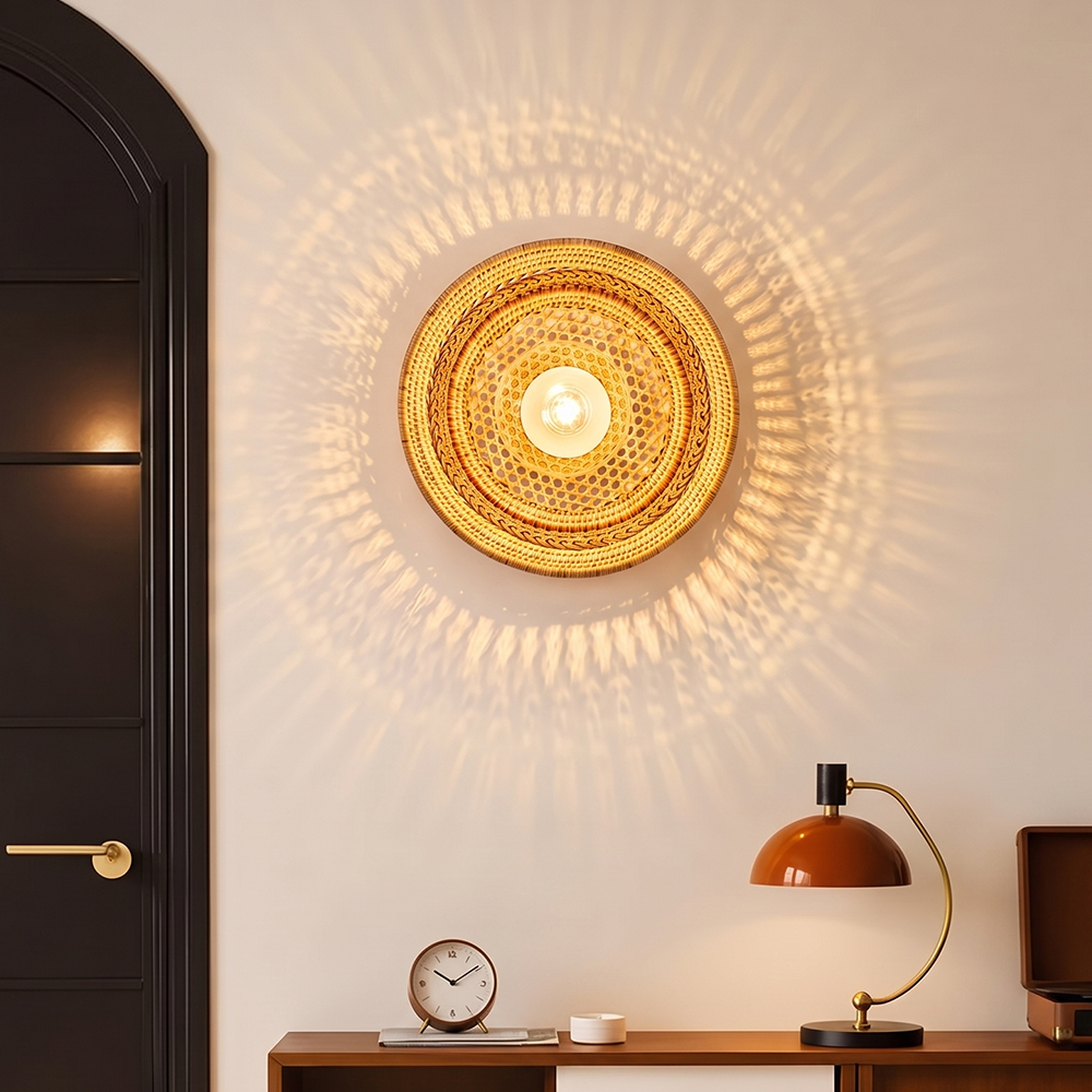 Handmade Bamboo Woven Wall Light Original Design Sconce