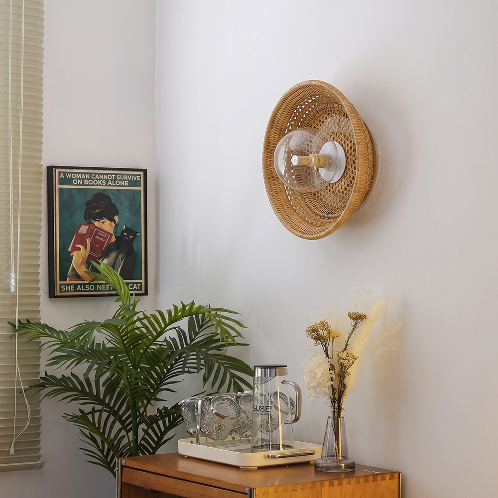 Handmade Bamboo Woven Wall Light Original Design Sconce