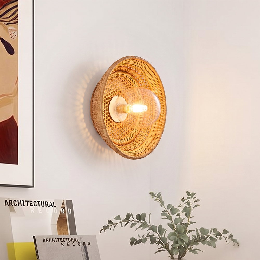 Handmade Bamboo Woven Wall Light Original Design Sconce