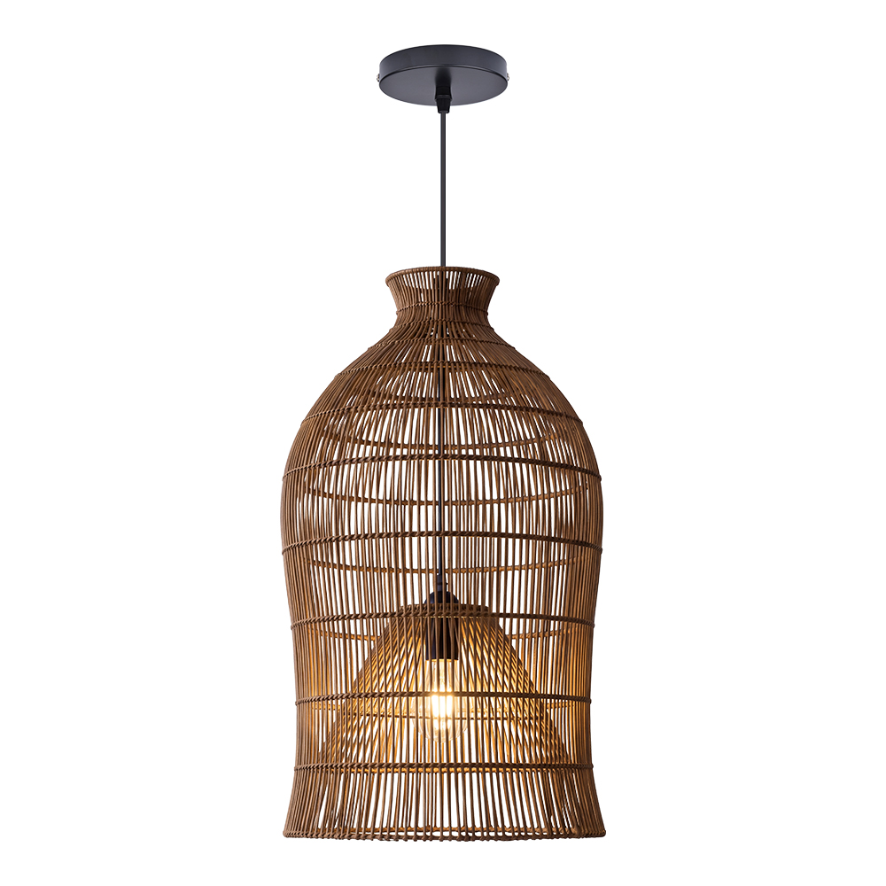 Handwoven Double-Layer Rattan Pendant Light Barn Hanging Lamp
