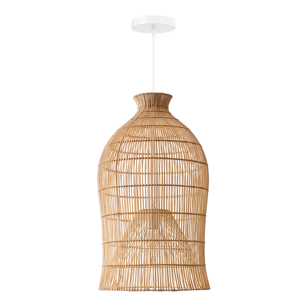 Handwoven Double-Layer Rattan Pendant Light Barn Hanging Lamp