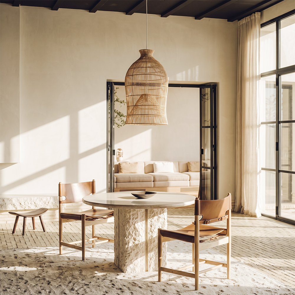 Handwoven Double-Layer Rattan Pendant Light Barn Hanging Lamp