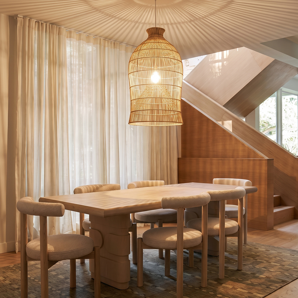 Handwoven Double-Layer Rattan Pendant Light Barn Hanging Lamp