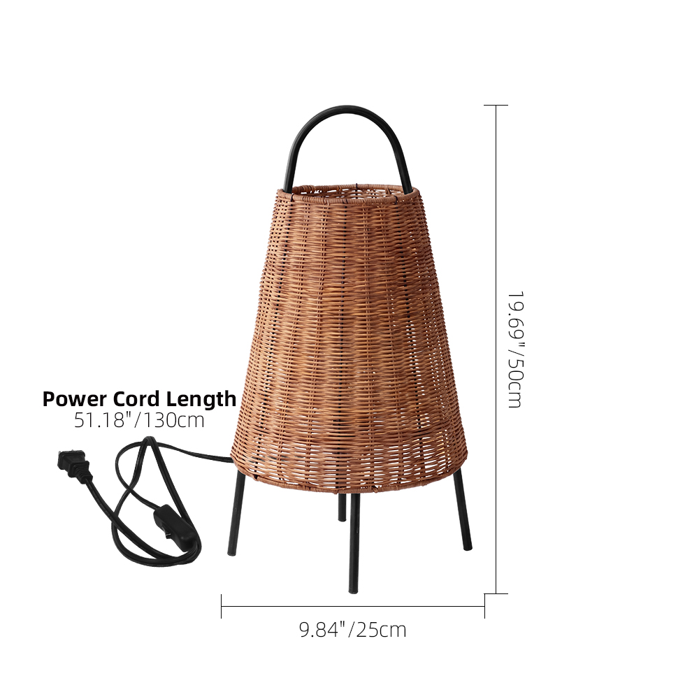 Wabi-Sabi Coastal Rattan Table Lamp Organic Bedside Light