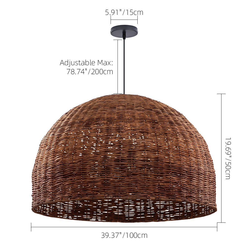 6-Light Tidepool Bronze Pendant Handwoven Basket Lamp