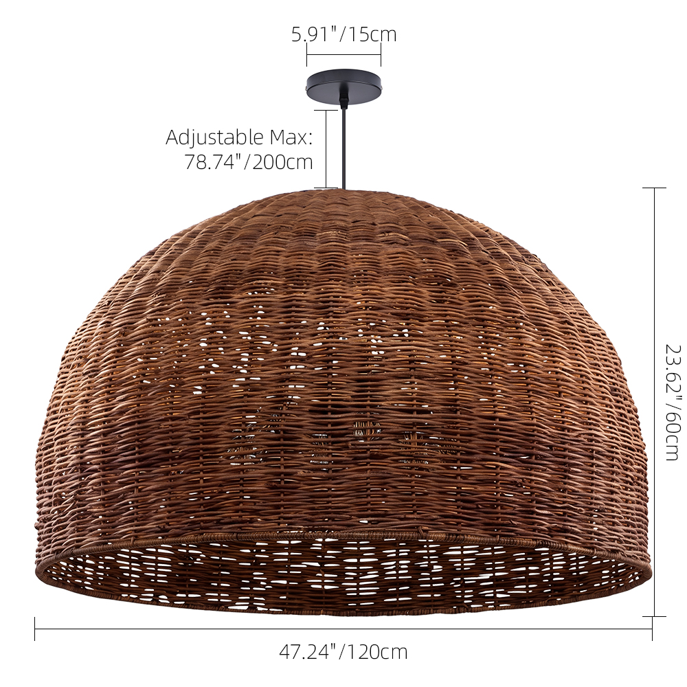 6-Light Tidepool Bronze Pendant Handwoven Basket Lamp
