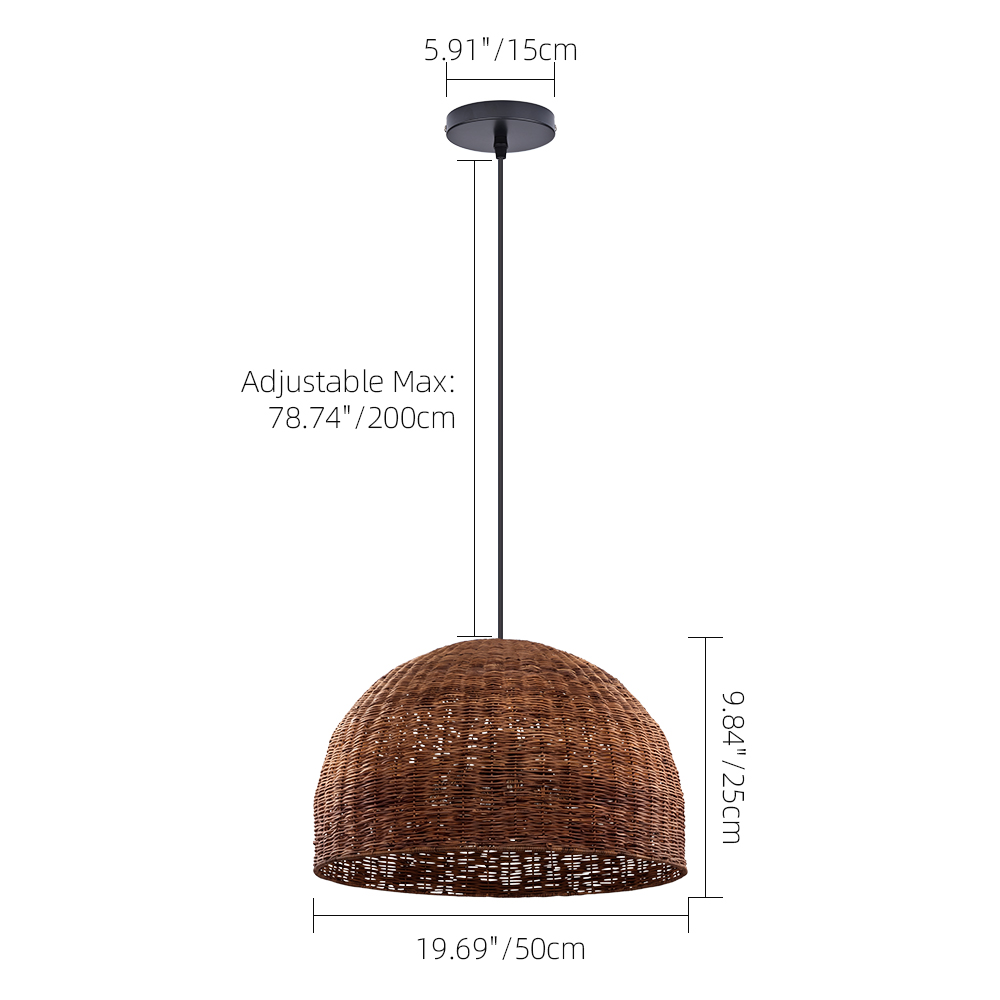6-Light Tidepool Bronze Pendant Handwoven Basket Lamp