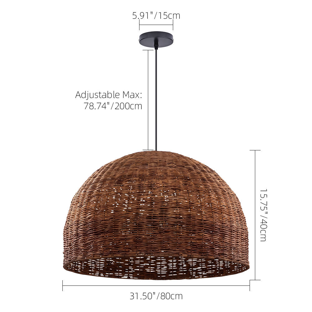 6-Light Tidepool Bronze Pendant Handwoven Basket Lamp