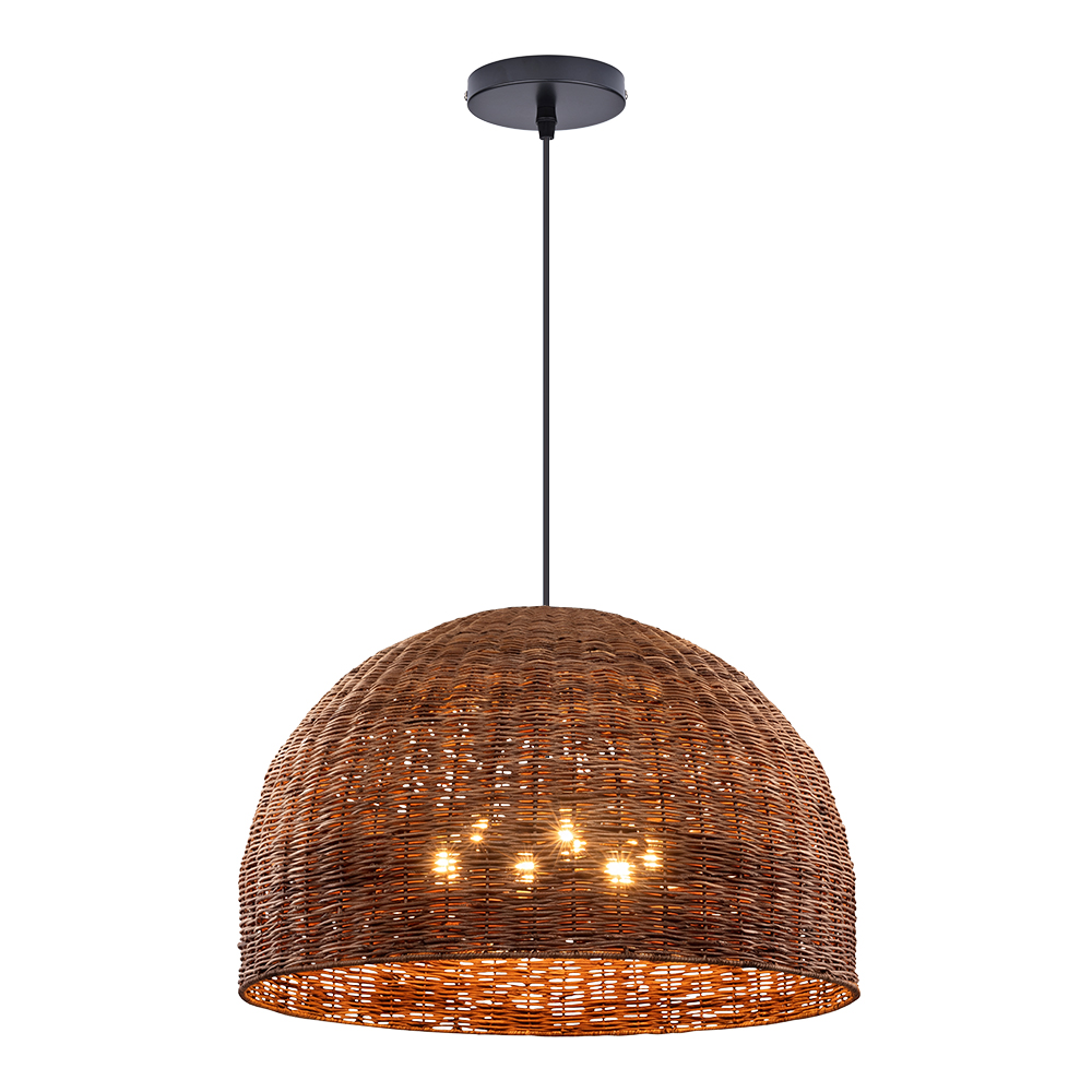 6-Light Tidepool Bronze Pendant Handwoven Basket Lamp