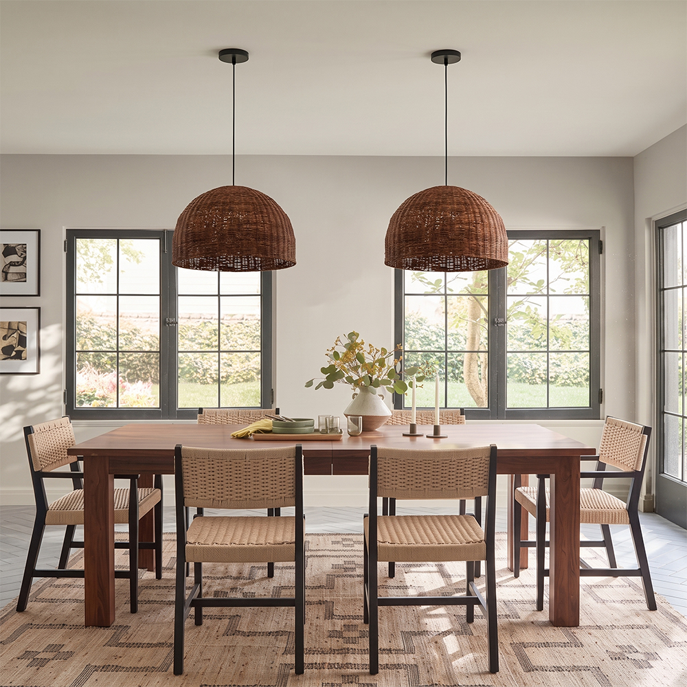 6-Light Tidepool Bronze Pendant Handwoven Basket Lamp