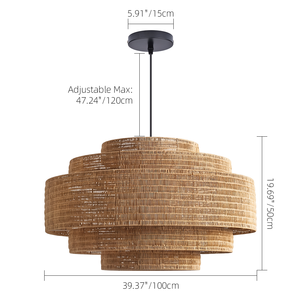 Natural Rattan Pendant Light Large Handwoven Ceiling Light