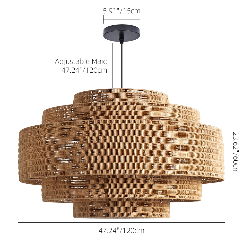 Natural Rattan Pendant Light Large Handwoven Ceiling Light