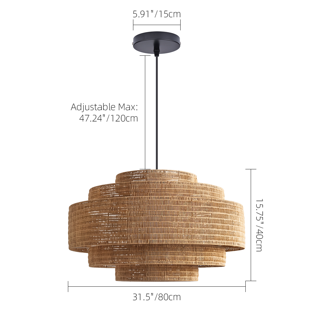 Natural Rattan Pendant Light Large Handwoven Ceiling Light
