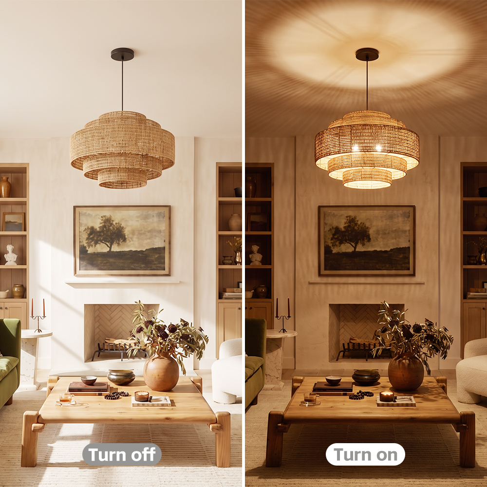 Natural Rattan Pendant Light Large Handwoven Ceiling Light