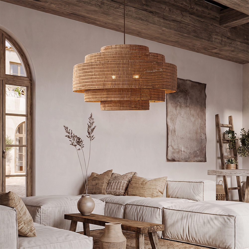 Natural Rattan Pendant Light Large Handwoven Ceiling Light