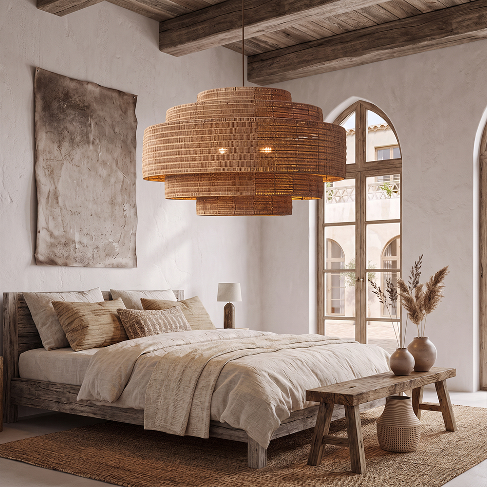 Natural Rattan Pendant Light Large Handwoven Ceiling Light