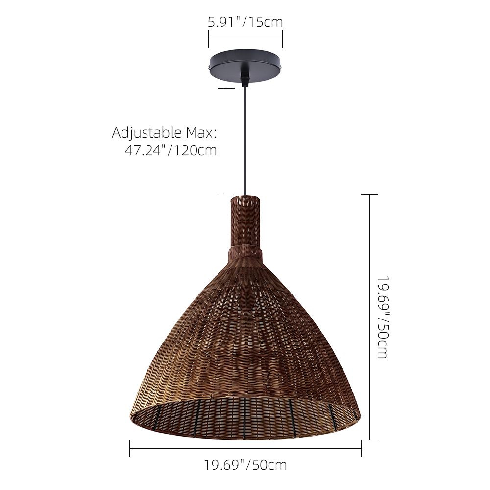 Retro Wabi-Sabi Rattan Pendant Light Dining Room Lamp