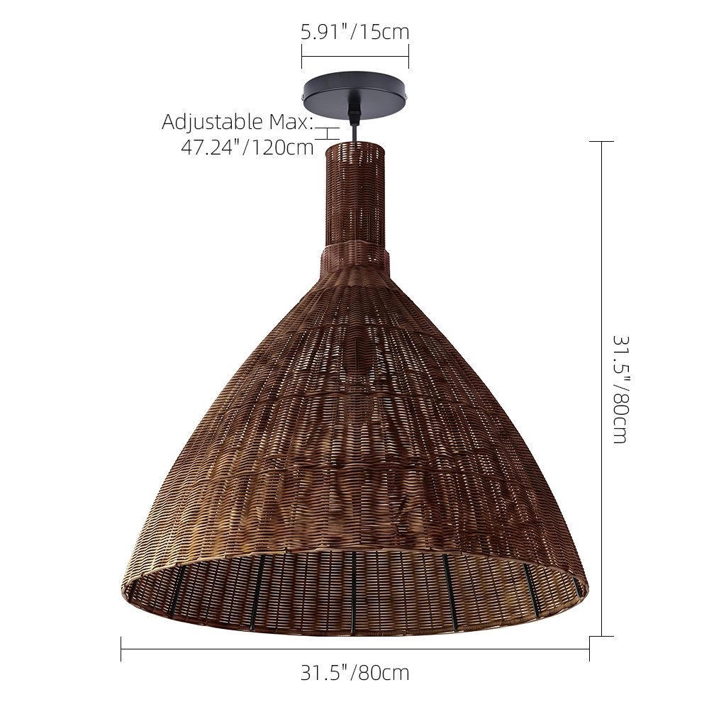 Retro Wabi-Sabi Rattan Pendant Light Dining Room Lamp