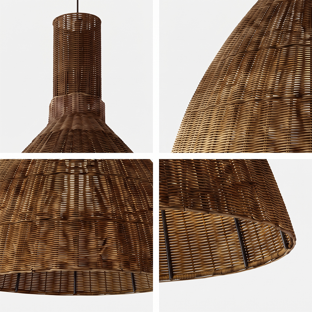 Retro Wabi-Sabi Rattan Pendant Light Dining Room Lamp