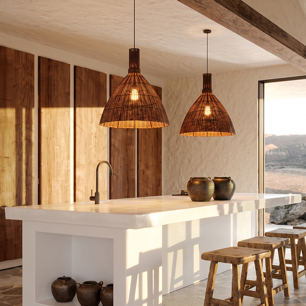 Retro Wabi-Sabi Rattan Pendant Light Dining Room Lamp