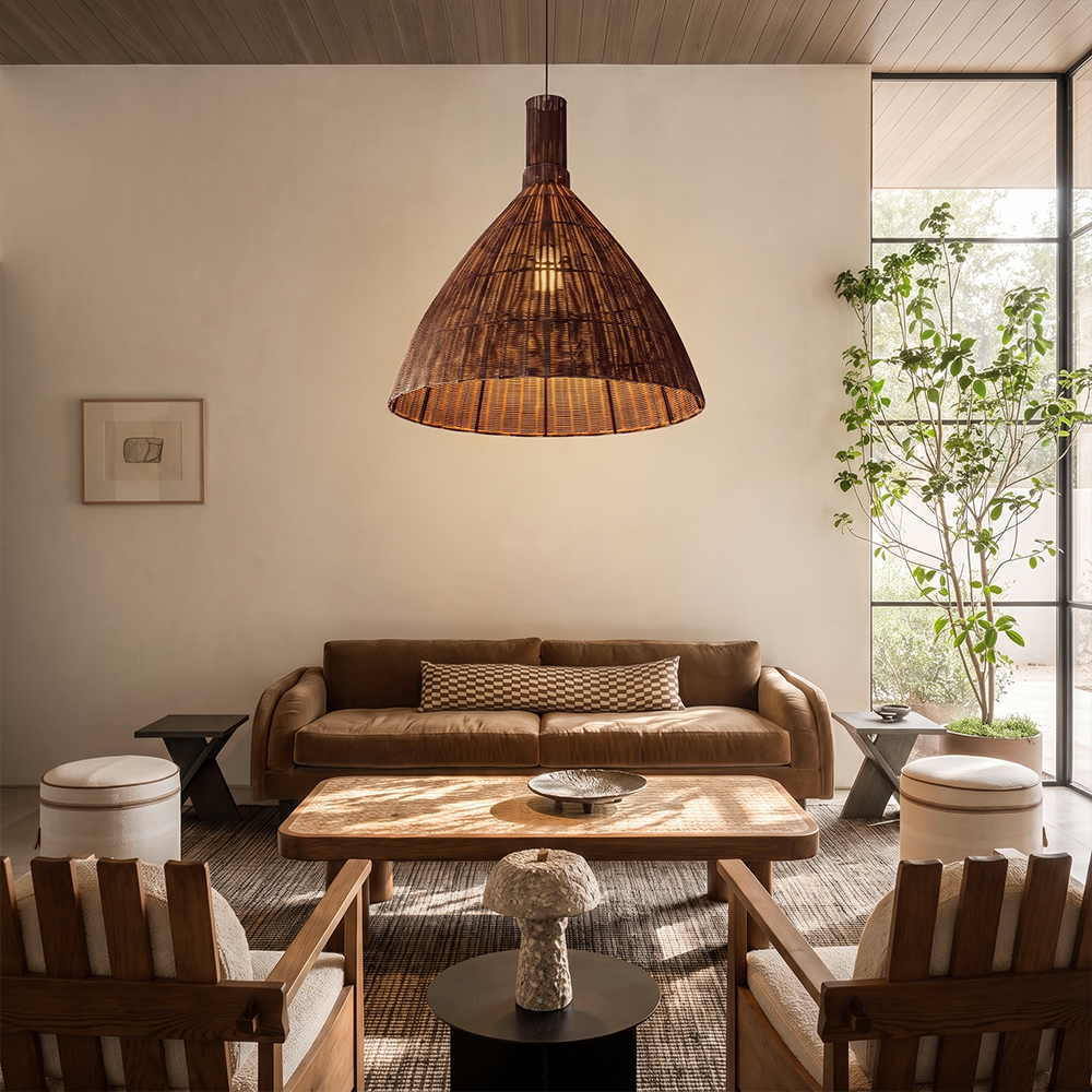 Retro Wabi-Sabi Rattan Pendant Light Dining Room Lamp