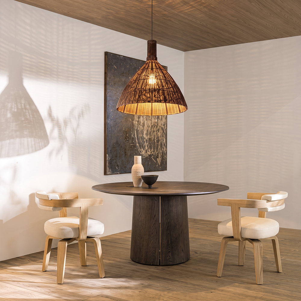Retro Wabi-Sabi Rattan Pendant Light Dining Room Lamp