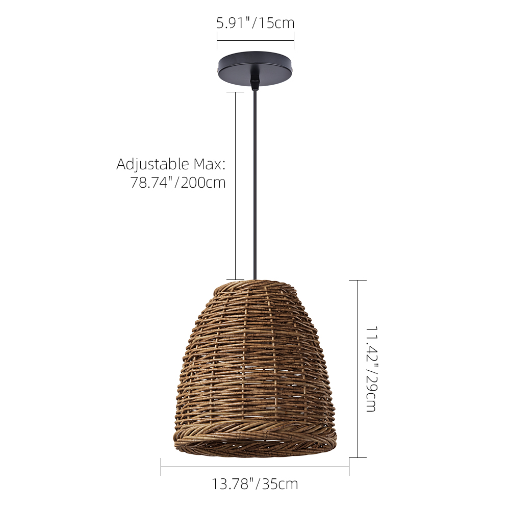 Wabi-Sabi Basket Weave Rattan Pendant Light Vintage Dining Lamp