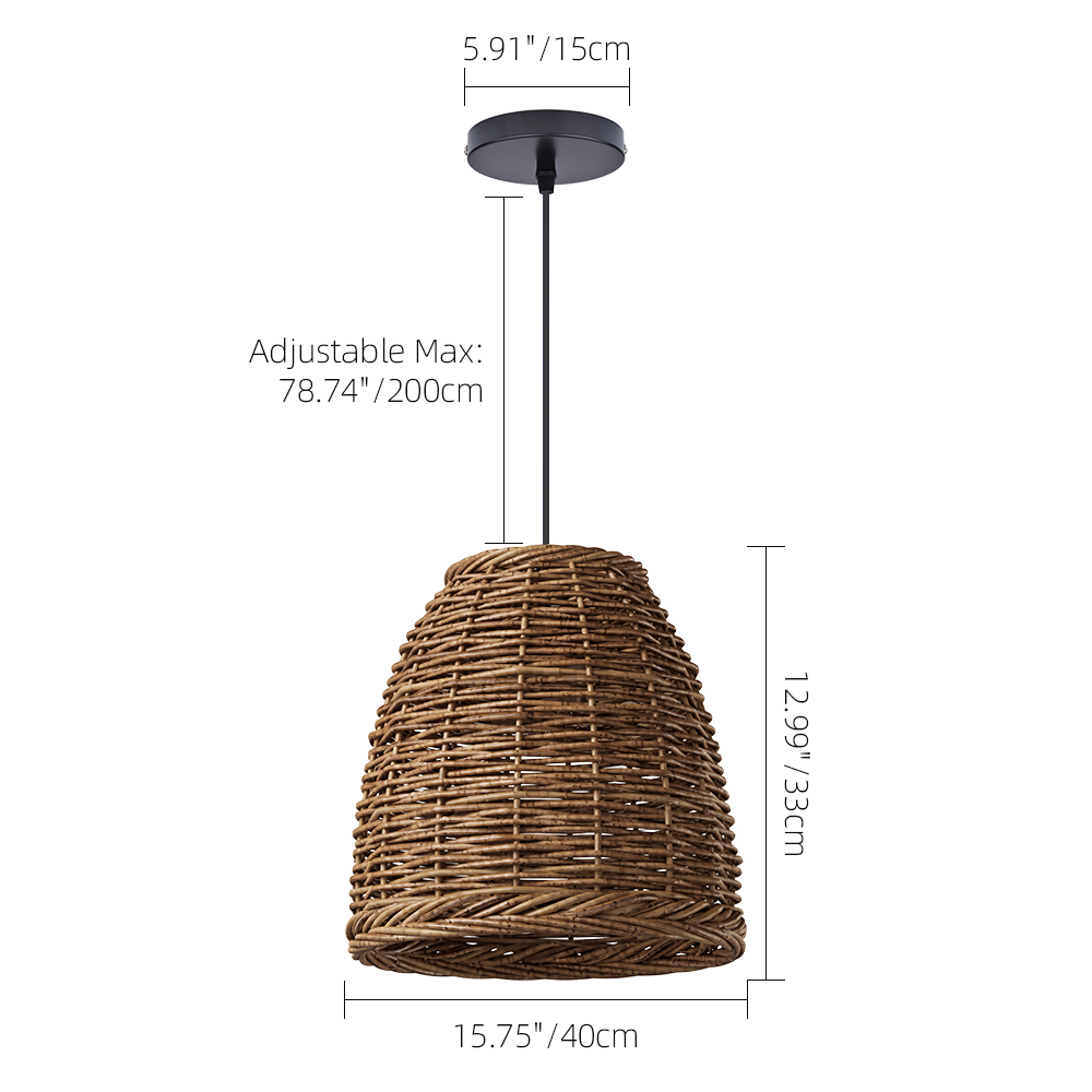 Wabi-Sabi Basket Weave Rattan Pendant Light Vintage Dining Lamp