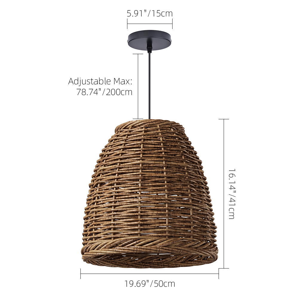 Wabi-Sabi Basket Weave Rattan Pendant Light Vintage Dining Lamp