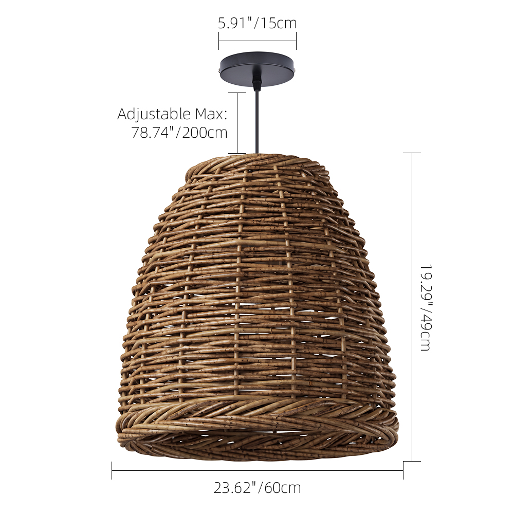 Wabi-Sabi Basket Weave Rattan Pendant Light Vintage Dining Lamp