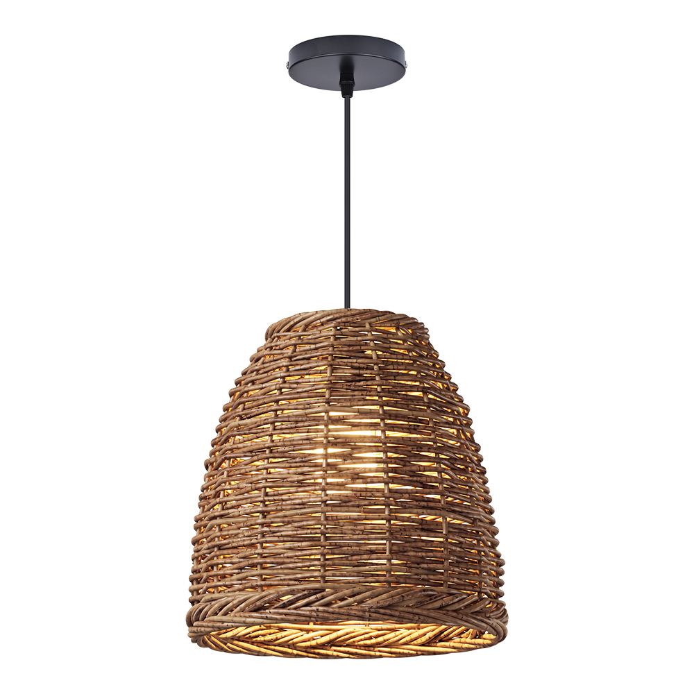 Wabi-Sabi Basket Weave Rattan Pendant Light Vintage Dining Lamp