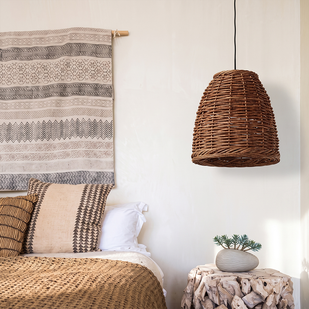 Wabi-Sabi Basket Weave Rattan Pendant Light Vintage Dining Lamp